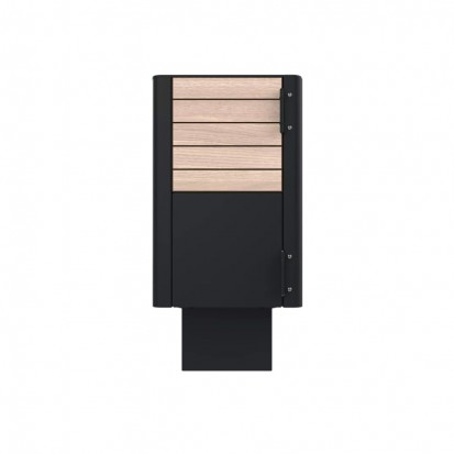 Poubelle urbaine lames HPL et acier 60 L coloris chêne clair