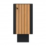 Poubelle urbaine HPL effet lames de bois coloris teck  et acier