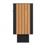 Poubelle urbaine HPL effet lames de bois coloris teck  et acier