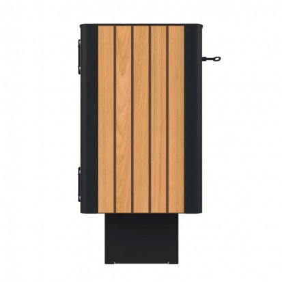 Poubelle urbaine HPL effet lames de bois coloris teck  et acier