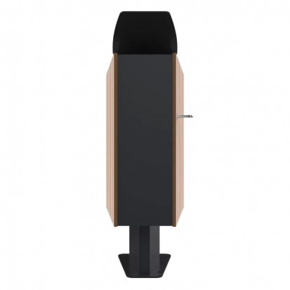 Corbeille de ville HPL effet lames et acier 60 L coloris chêne clair