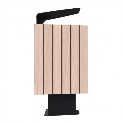 Corbeille de ville HPL effet lames et acier 60 L coloris chêne clair
