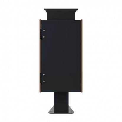 Corbeille de ville HPL effet lames et acier 60 L coloris chêne clair