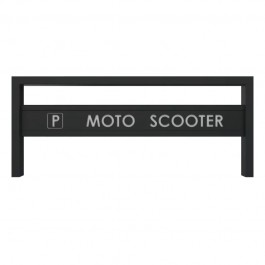 Appui motos scooter acier vue de la  signalétique de face