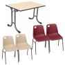 Lot de 40 chaises empilables à coque Vanoise et 10 tables pliantes en bois Vendée