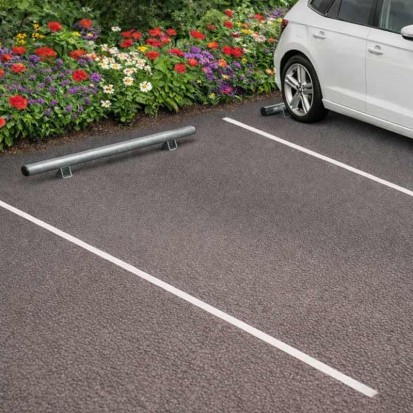 Butée de parking droite Ø 76 mm et  chasse-roue PMR galvanisé