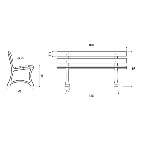 Banc CLAUDIEN bois pied fonte