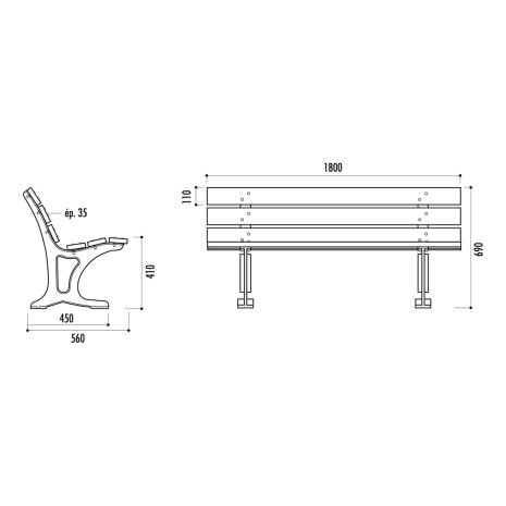 Banc CLEANDRE bois pied fonte