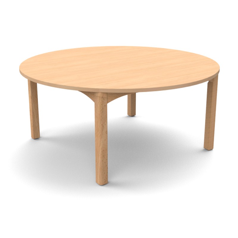 Table ronde scolaire diamètre 120 cm à 4 pieds couleur hêtre
