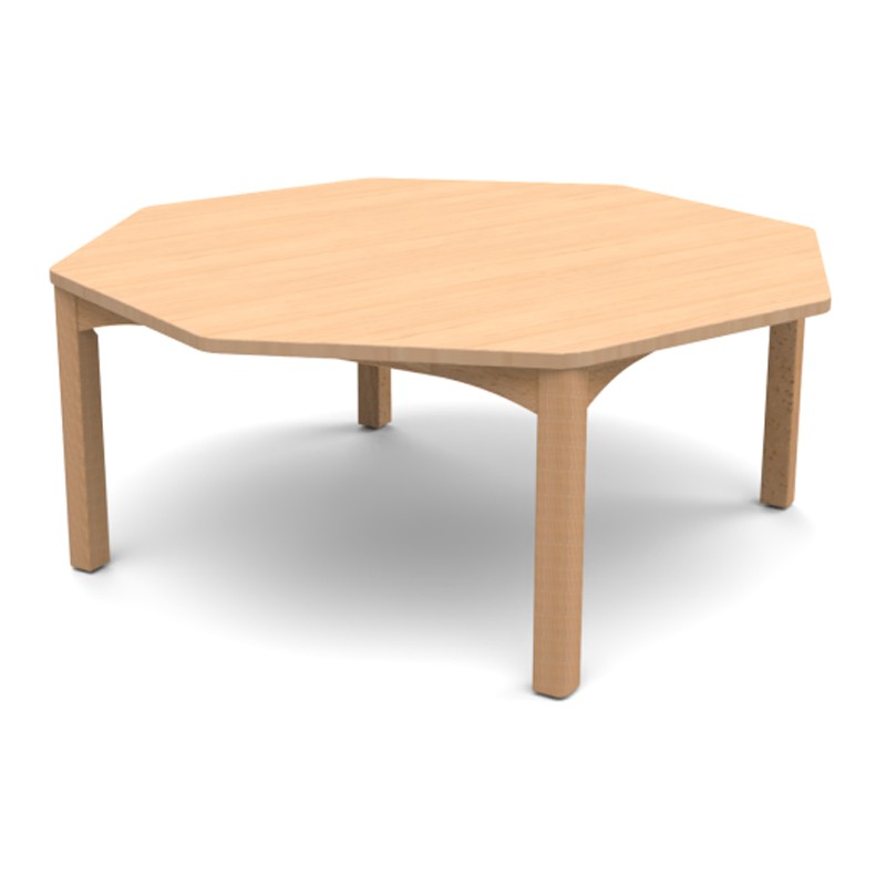 Table scolaire octogonale 4 pieds 120 cm coloris hêtre