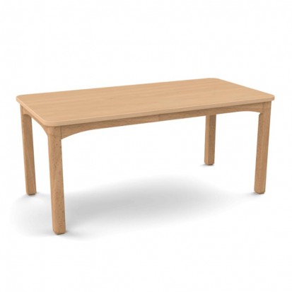 Table scolaire 120 x 80 cm avec piètement framboise et plateau couleur hêtre