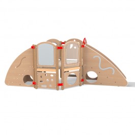 Structure de motricité avec toboggan vue de côté coloris hêtre