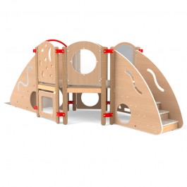 Structure de motricité avec escalier et plateforme coloris hêtre