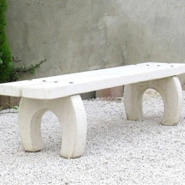 Banquette béton armé 180 cm finition blanc en extérieur