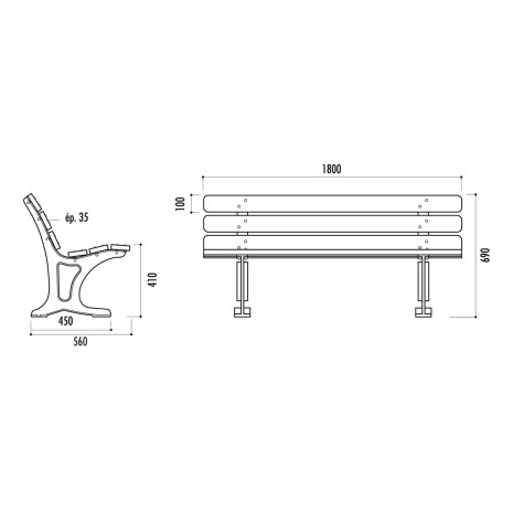 Banc CASSIEN bois exotique et pied fonte