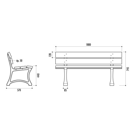 Banc DAGOBERT plastique 100% recyclé pied fonte