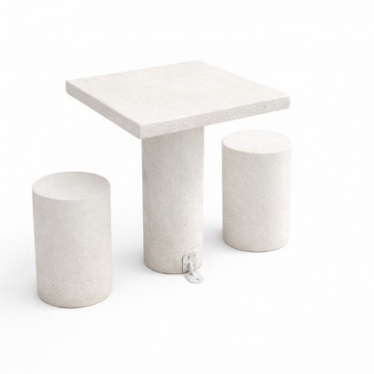 table pique nique en béton 2 personnes finition blanc naturel