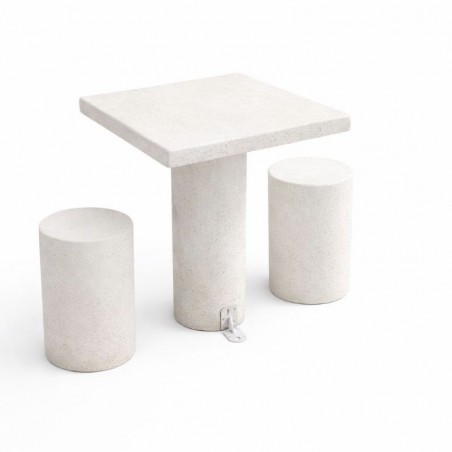 table pique nique en béton 2 personnes finition blanc naturel