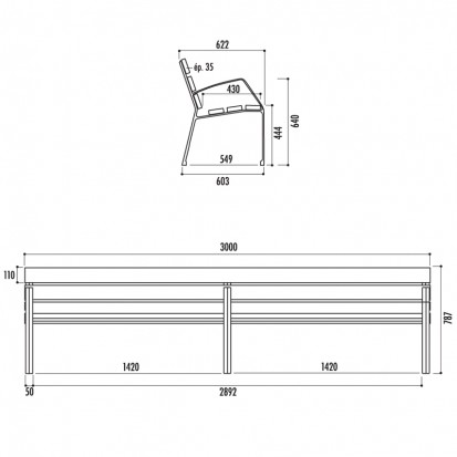 Banc extérieur bois et fonte MODO