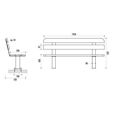 Banc CHRISTOPHE bois et pied acier