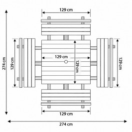 dimensions de la table pique nique bois 8 personnes Square