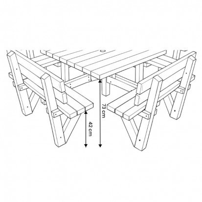 Table pique-nique carrée Square 8 personnes