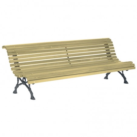 Banc urbain en pin et pied fonte ROMANTICO