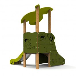 Toboggan feuille pour aire de jeux extérieur vue de dos