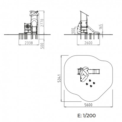 Toboggan aire de jeux avec plots d'équilibre