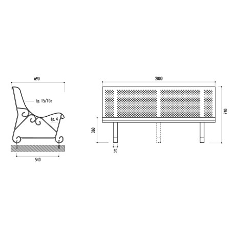 Banc GABRIEL 2 pieds en métal