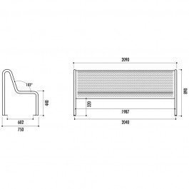 dimensions du banc de ville perforé GÉDÉON