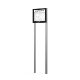 Vitrine sur poteaux ép.54 mm avec bandeau-titre EDGE PROCITY 2 feuilles A4