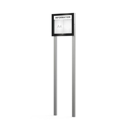Vitrine sur poteaux ép.54 mm avec bandeau-titre EDGE PROCITY