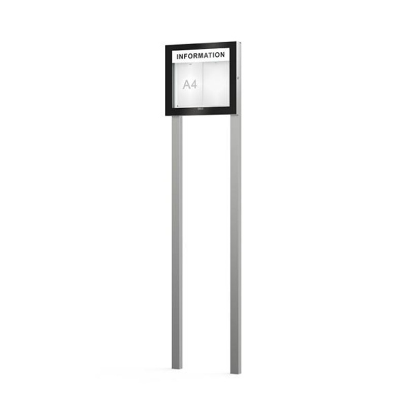 Vitrine sur poteaux ép.54 mm avec bandeau-titre EDGE PROCITY 2 feuilles A4