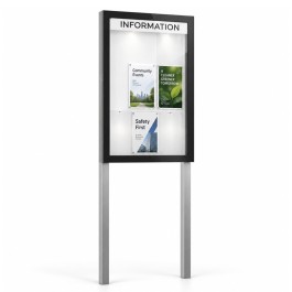 Vitrine sur poteaux ép.54 mm avec bandeau-titre EDGE PROCITY