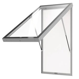 Vitrine sur poteaux épaisseur 80 mm EDGE PROCITY vue de la porte levante