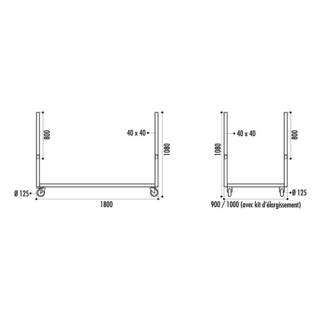 Chariot de transport pour tables rectangles