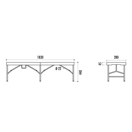 Banc pliant transportable SEGOVILLA 183cm