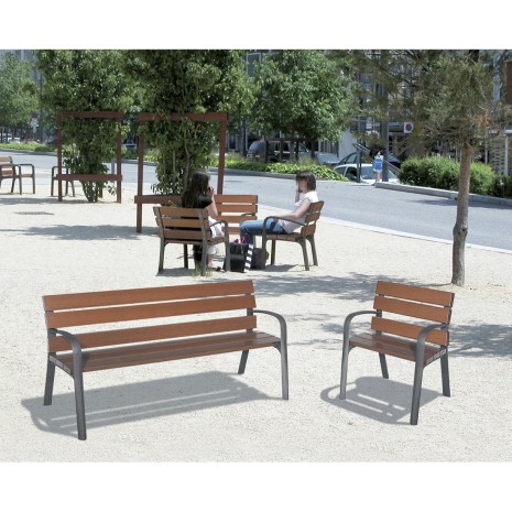 Banc CHARLES  en bois exotique et pied fonte