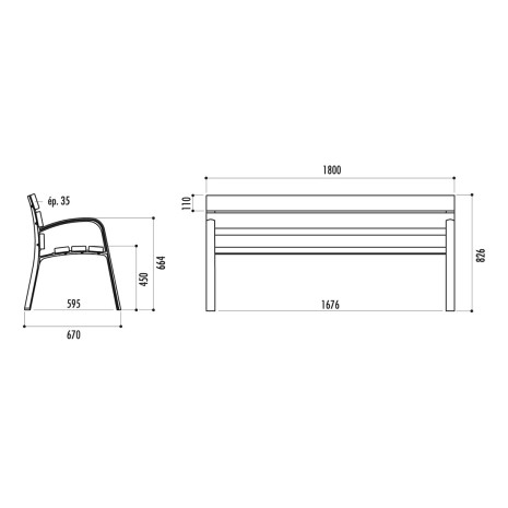 Banc CHARLES  en bois exotique et pied fonte