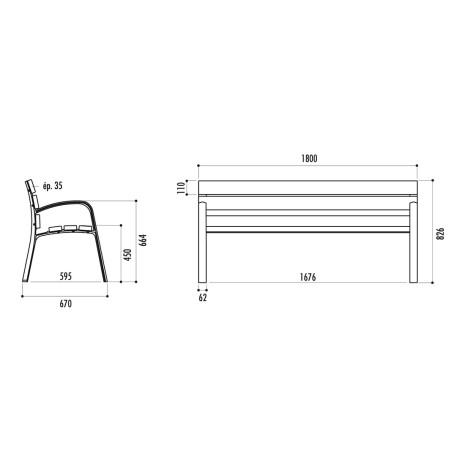 Banc CHARLES en pin et pied fonte