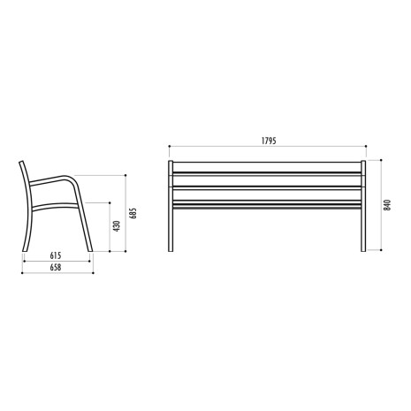 Banc CHARLES METAL