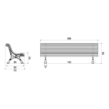 Banc CELESTE en pin et pied fonte