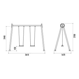 Portique en bois et acier STEDDA 2 sièges