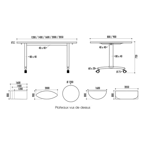 Table rabattable BASCULANTE