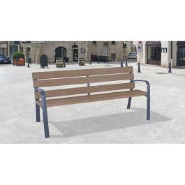 Banc CHARLES en bois recyclé et polymère et pied fonte