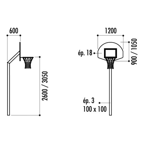 Panier de Basket en acier MICKY sur poteau avec déport
