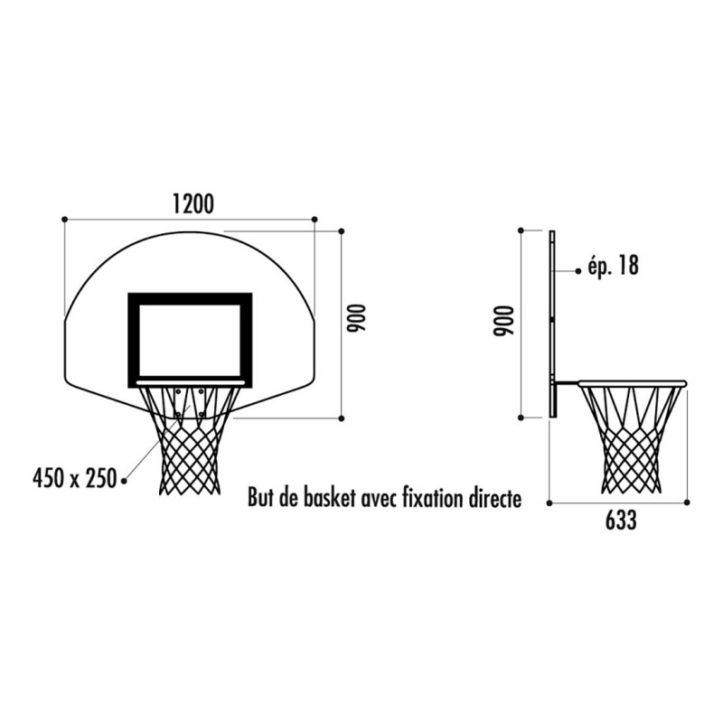 Panier de basket enfant Exterieur Interieur taille du panneau de