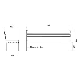 Banc CLODION en bois et pied acier