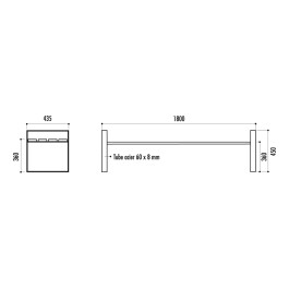 Banquette CHRISTIAN en bois et pied acier